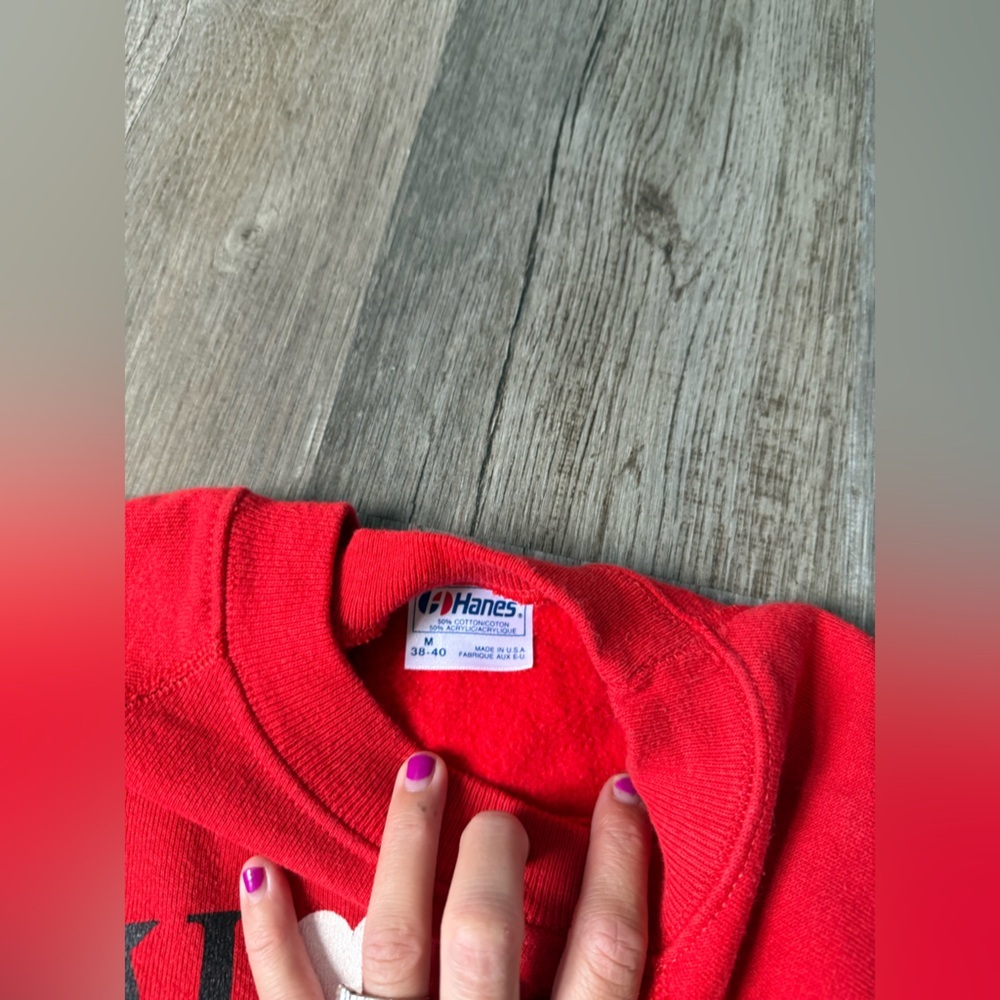 VTG I Love Cats Cat Lover Sweatshirt Crewneck Pullover Red Black Size S M - Picture 7 of 12